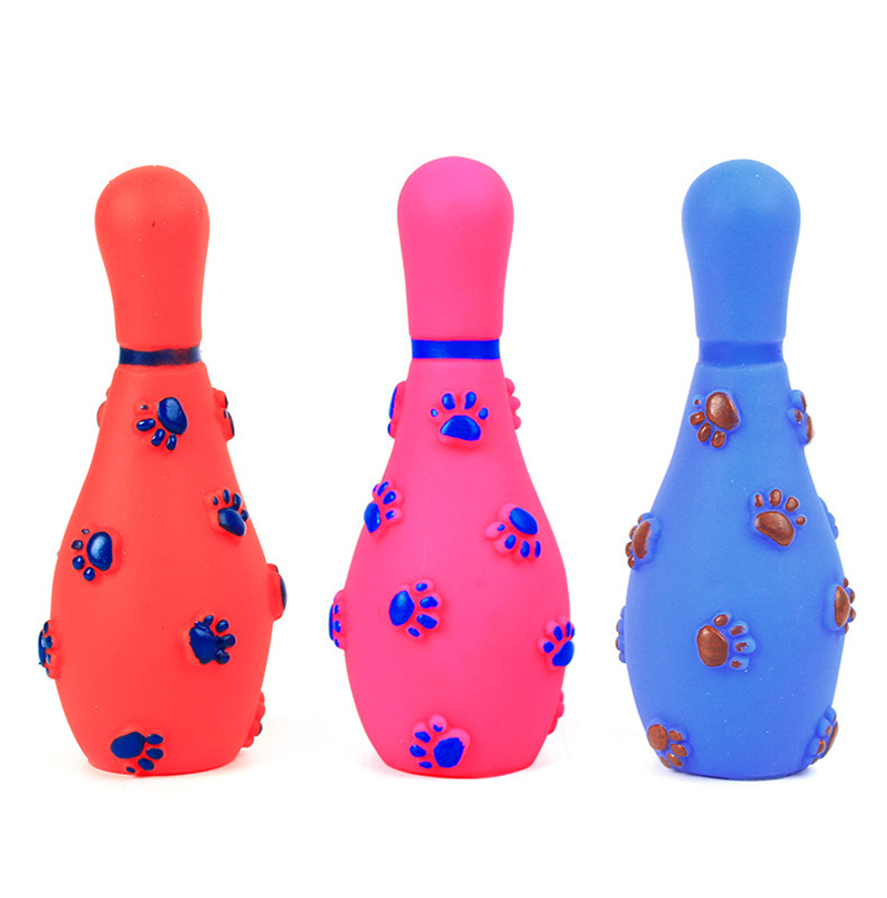 Silicone PVC Sounding Bowling Bottles Pet Dog Toy