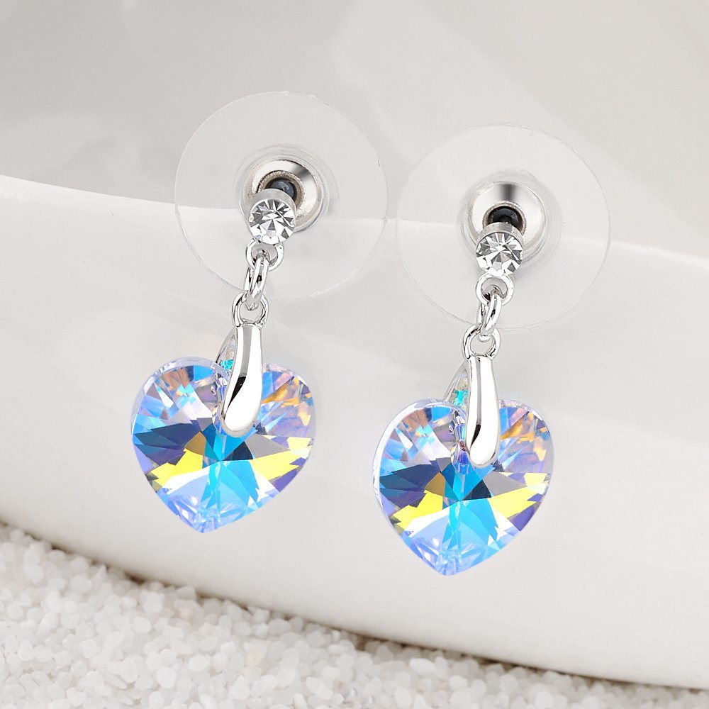 Heart Shape Blue Crystal Women Fashion Earrings