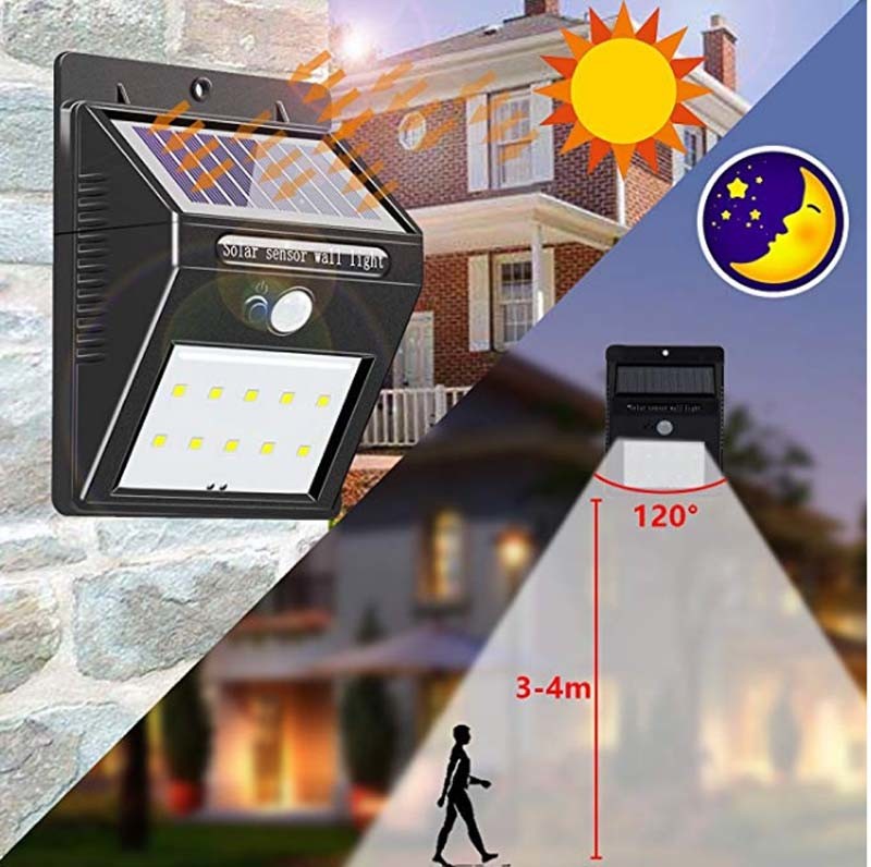 PIR Sensor Motion Light Bright Outdoor Garden LED Lights Solar Motion Activated Outdoor Wall Light