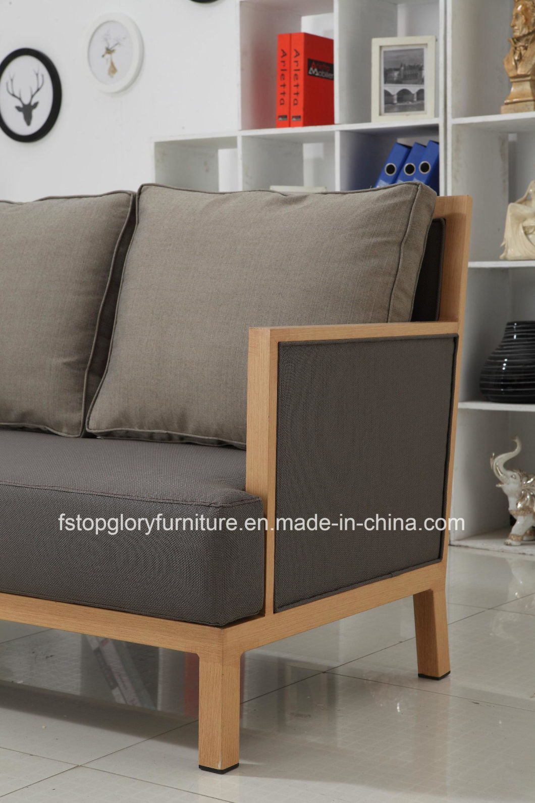 1.2mm Aluminum Wood-Look Frame and 2*2 Textilene Fabric Outdoor Sofa (TG-6104)