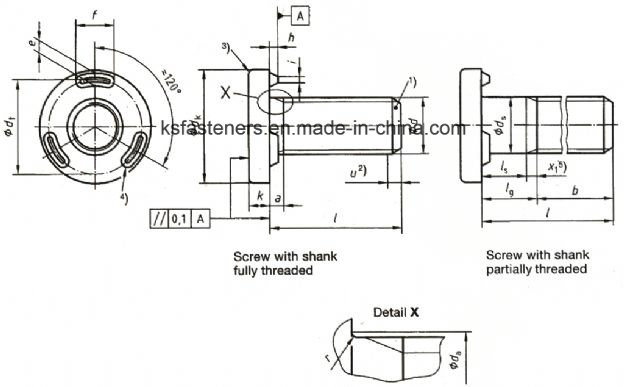 Special Taptite Weld Bolt with Pilot 3 Projection Foundation Blue White Zinc Coating