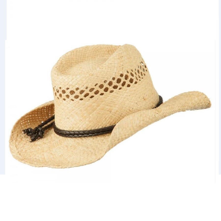 China Design Fashion Natural Women's Vented Western Cowboy Paper Hat