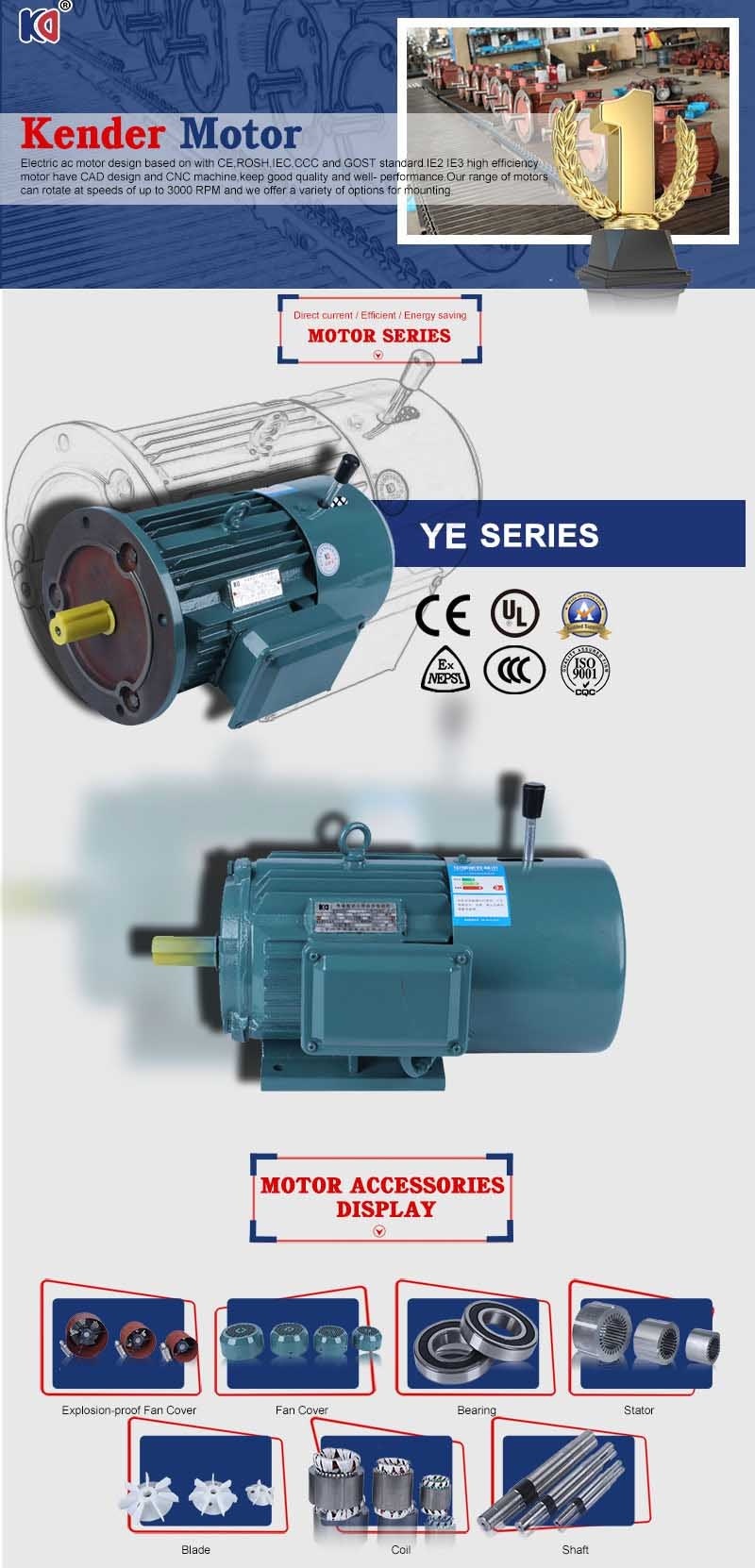 Yej Series Electric Brake Induction Three-Phase AC Motor for Gearbox