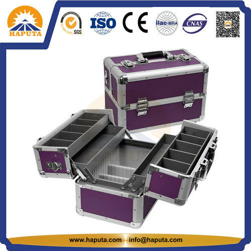 Promotional Aluminum Beauty Cosmetic Box with 4 Tray