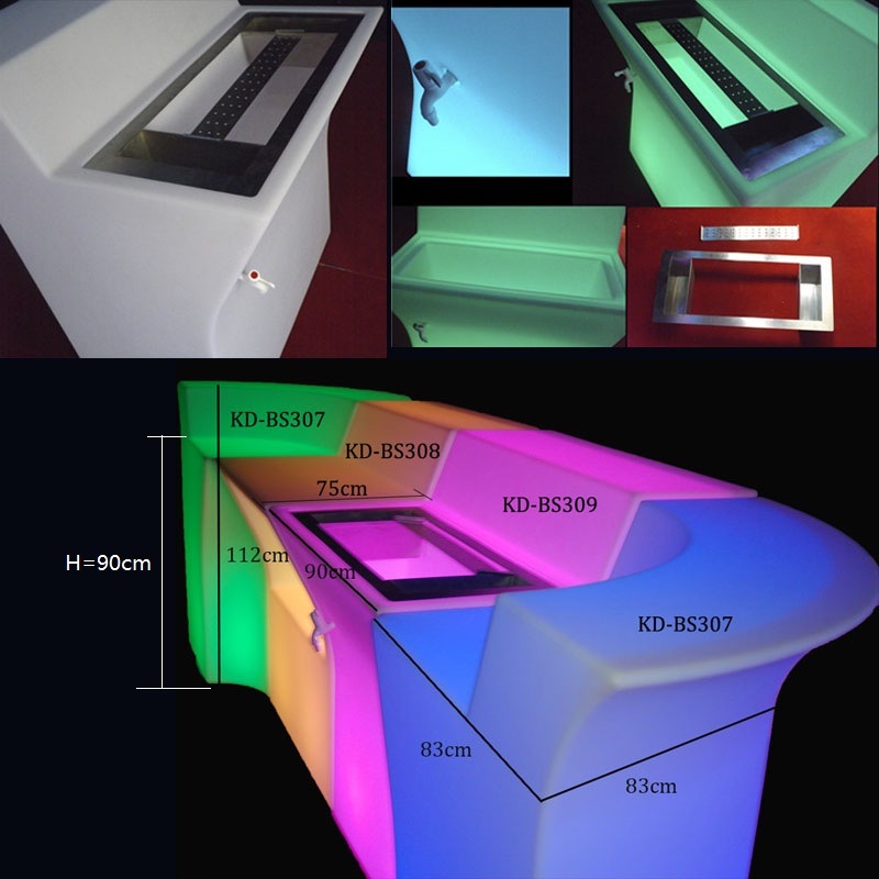 Night Clubs Lighted Bar Tables LED Commercial Bar Counter