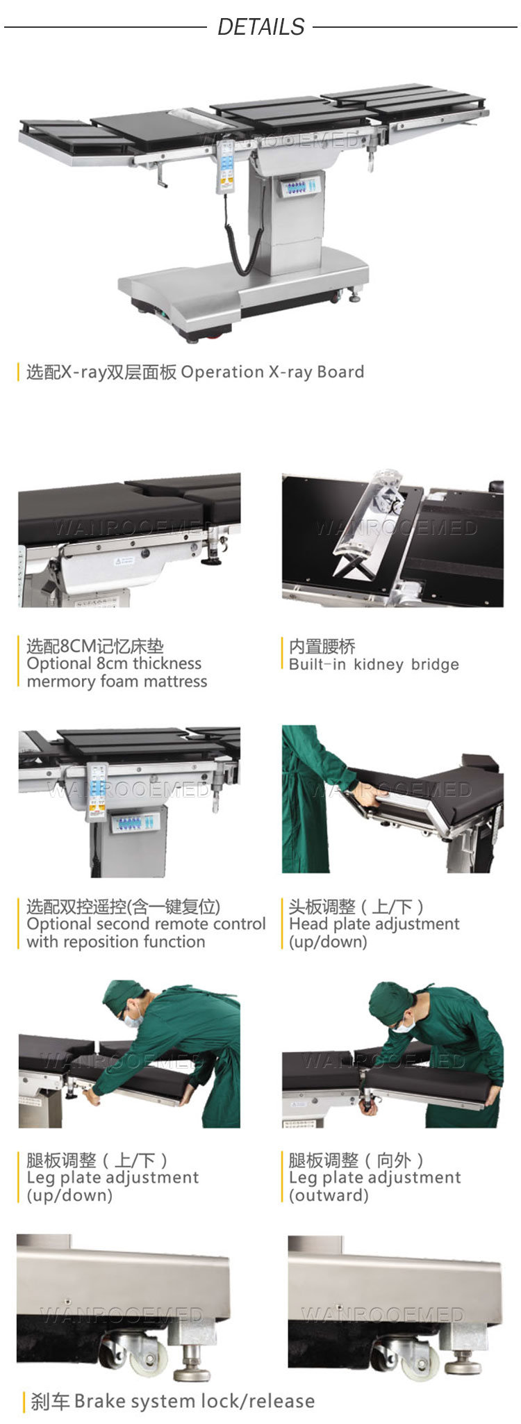 Aot700 Hospital Medical Equipment Electric-Hydraulic Surgical Operating Table