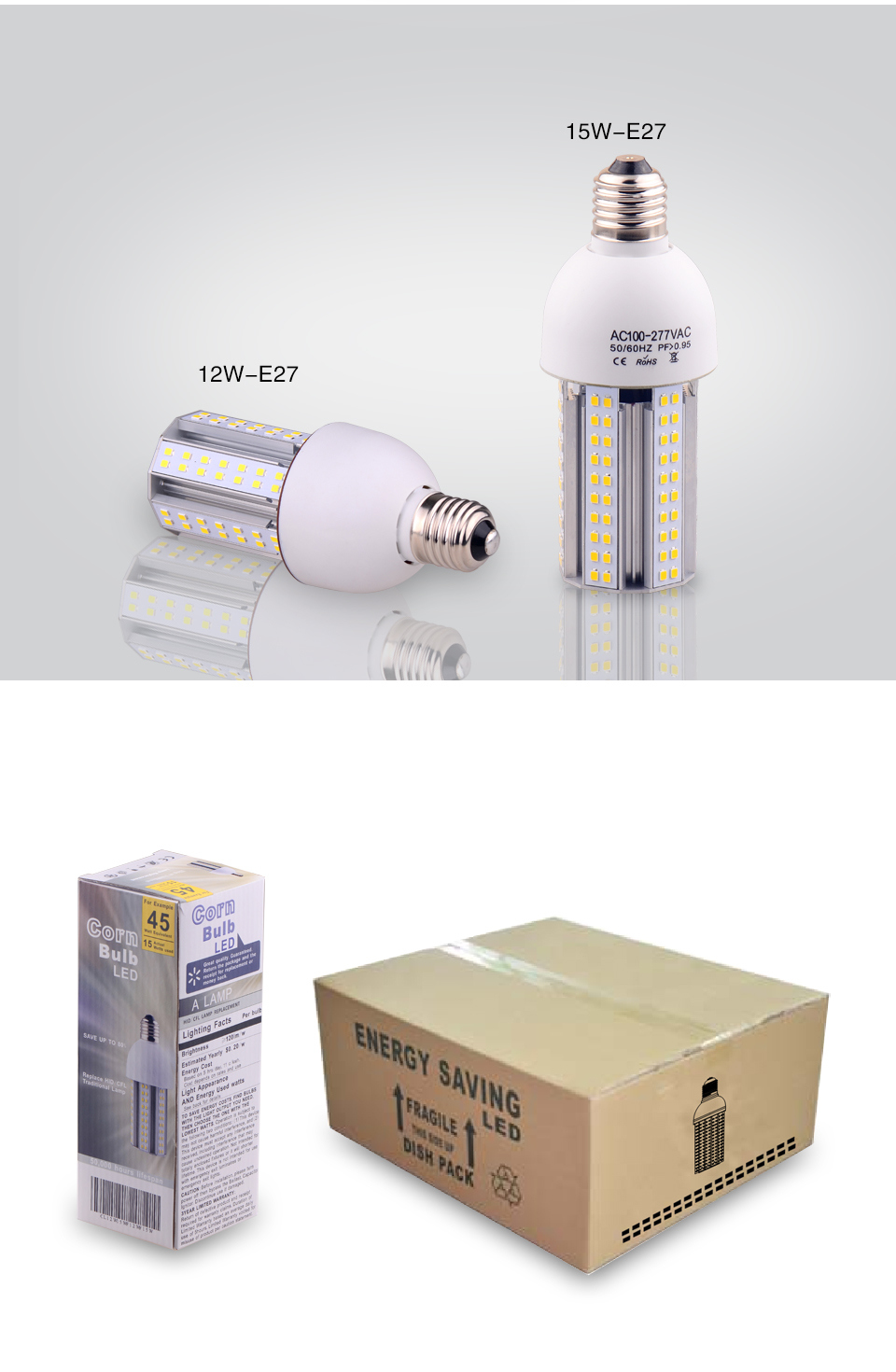 Gu24 G24 LED Light 6W 9W 12W 15W Dimmable LED Home Light