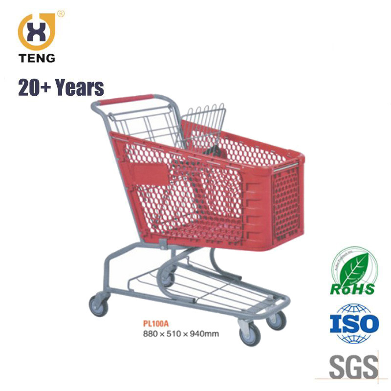 100L Plastic Supermarket Shopping Trolley Cart