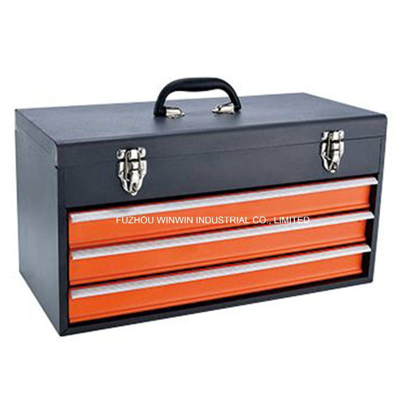 Hand Held Metal Toolbox with 3 Slide Drawers (WW-TB601C)