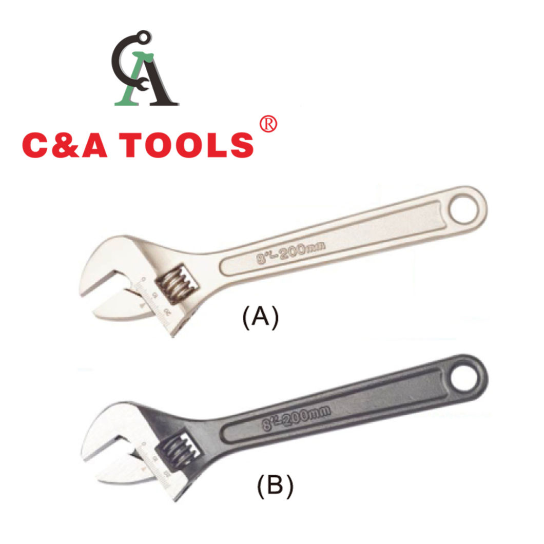 Nickel Alloy/ Neutral Black Adjustable Wrench