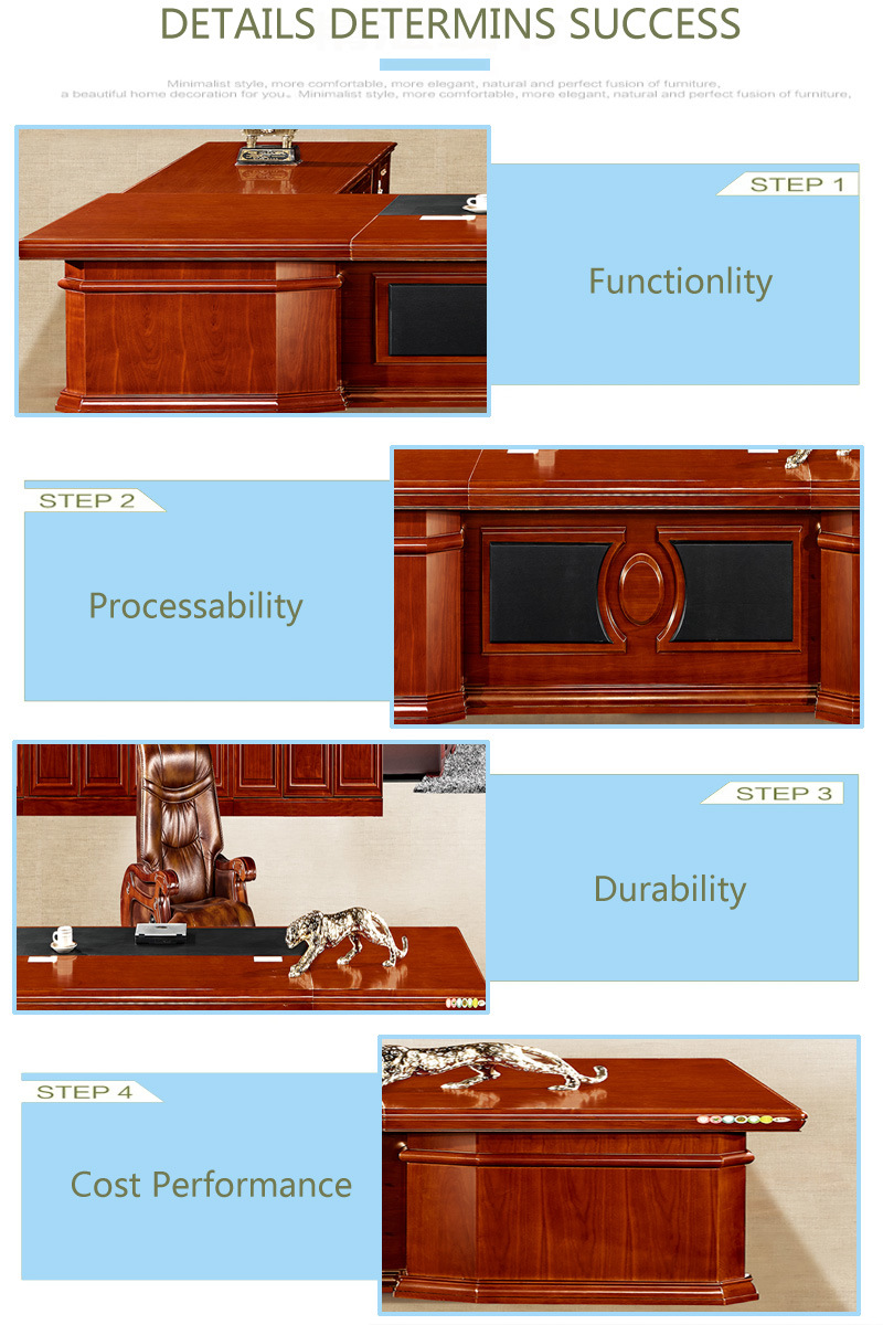 Luxury Large Executive Office Desk Boss Table with Wooden Leg