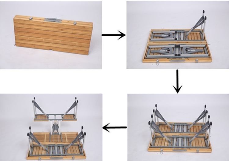 Outdoor Wooden Camping Aluminum Alloy Folding Table (JTJ1022)