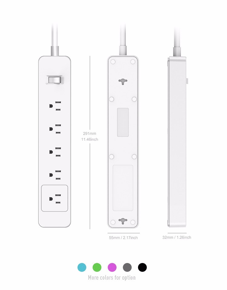 OEM Power Strip UL 5 Outlet Extension Power Socket with Surge Protection Fit for Us AC Power Cord