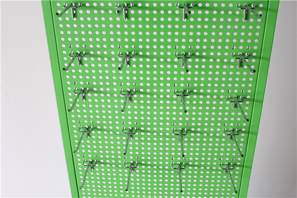 Free Standing 2 Sided Metal Material Hooks Pegboard Display Rack