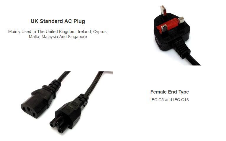 Bsi Approval BS1363 Fused Plug UK Power Cord 13A 250V with IEC C5