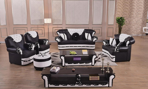 Modern Living Room Furniture Set Tufted Leather Sofa Chair