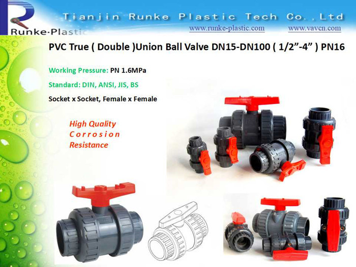 High Quality PVC True Union Ball Valve for Actuator Usage DIN ANSI JIS Standard