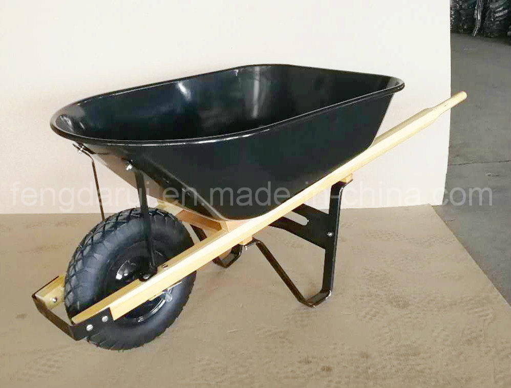 Wb6605 Square Wooden Handle Wheel Barrow for North American Architecture