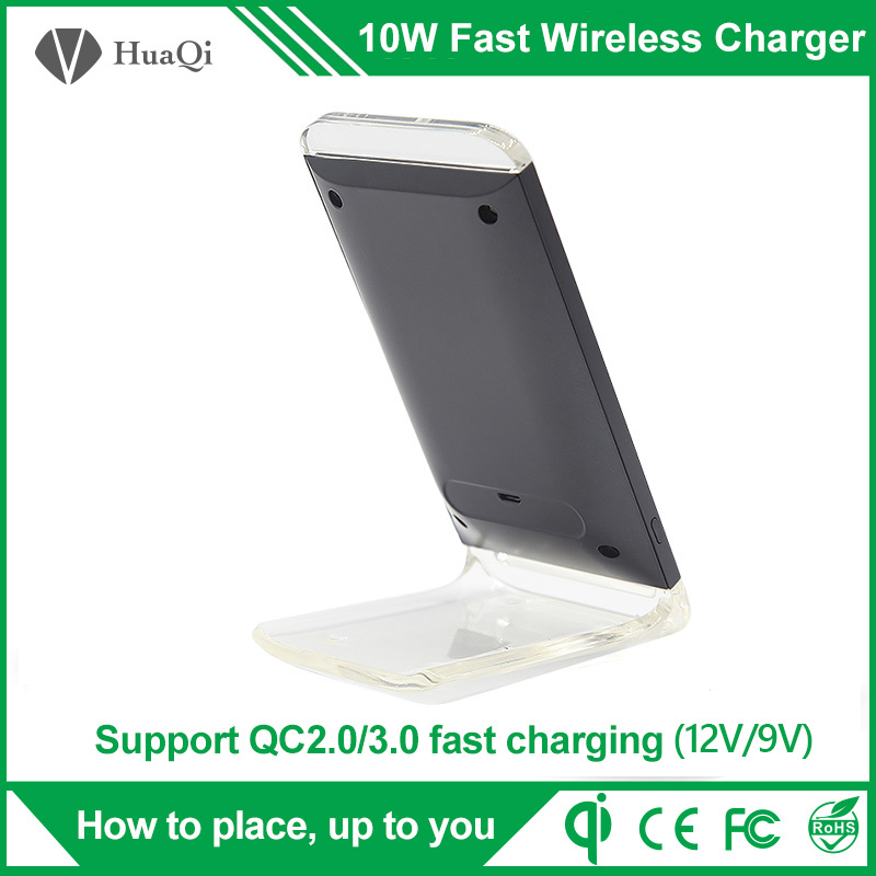 Integrated 10W Stand Qi Fast Wireless Mobile Charger for iPhone/Samsung/Nokia/Motorola/Sony/Huawei/Xiaomi