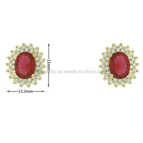 Latest Style Prong Setting Earrings Gemstone Ear Stud (KE3245)