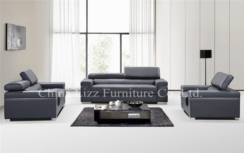 Modern Design Adjustable Headrest Leather Sofa