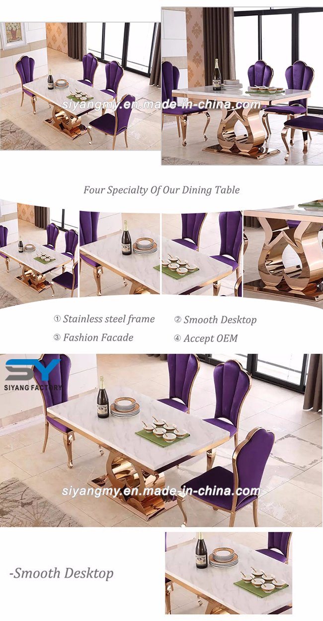 Chinese Furniture Luxury Dining Table Set Gold Dining Table Chair