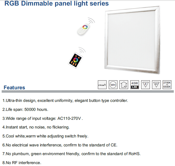 5 Years 60*60cm SMD5050 RGB LED Panel Light
