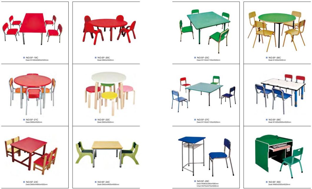 Colorful Nursery Furniture Kids Table and Chair for Kindergarten Used (SF-39C)