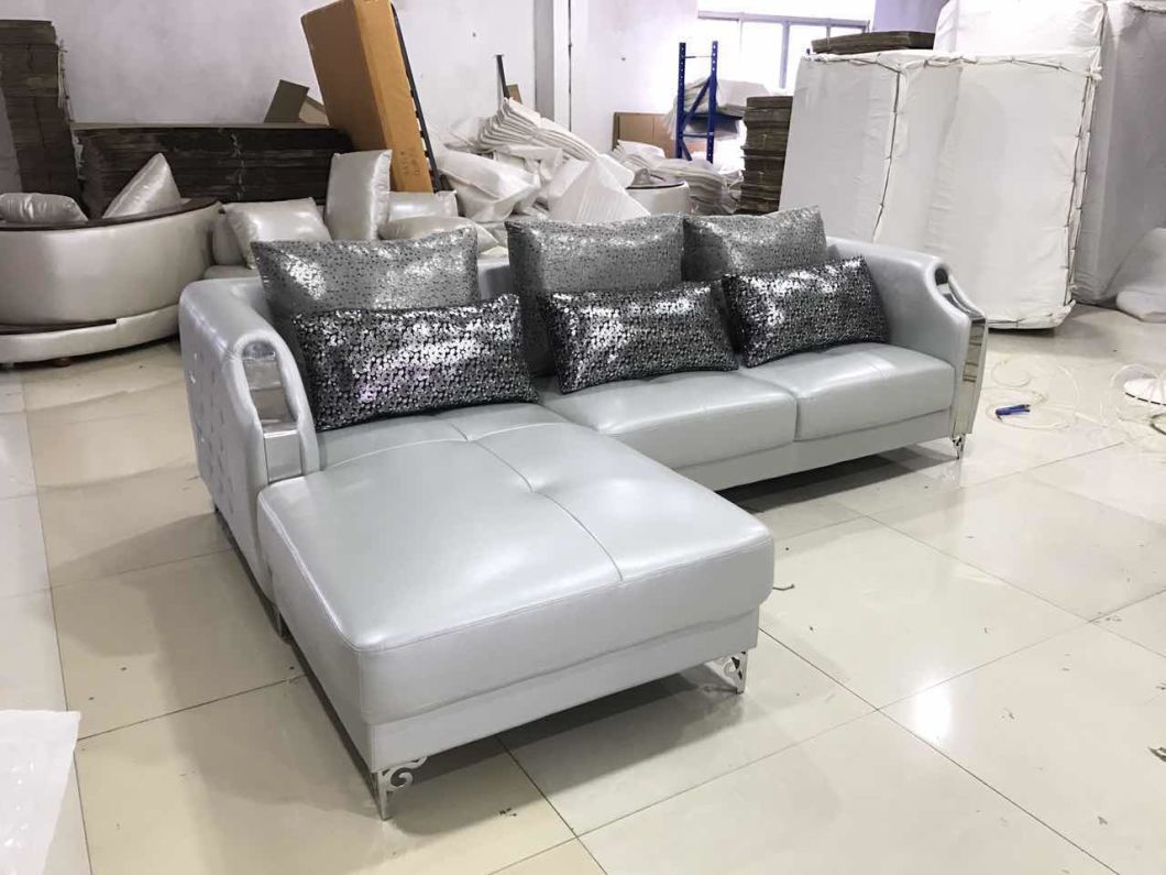 Miami Modern Corner Leather Sofa with Stainless Legs