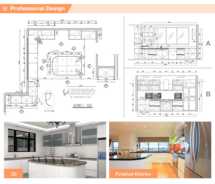 High Quality Modern High Glossy Restaurant Equipment Kitchen Furniture