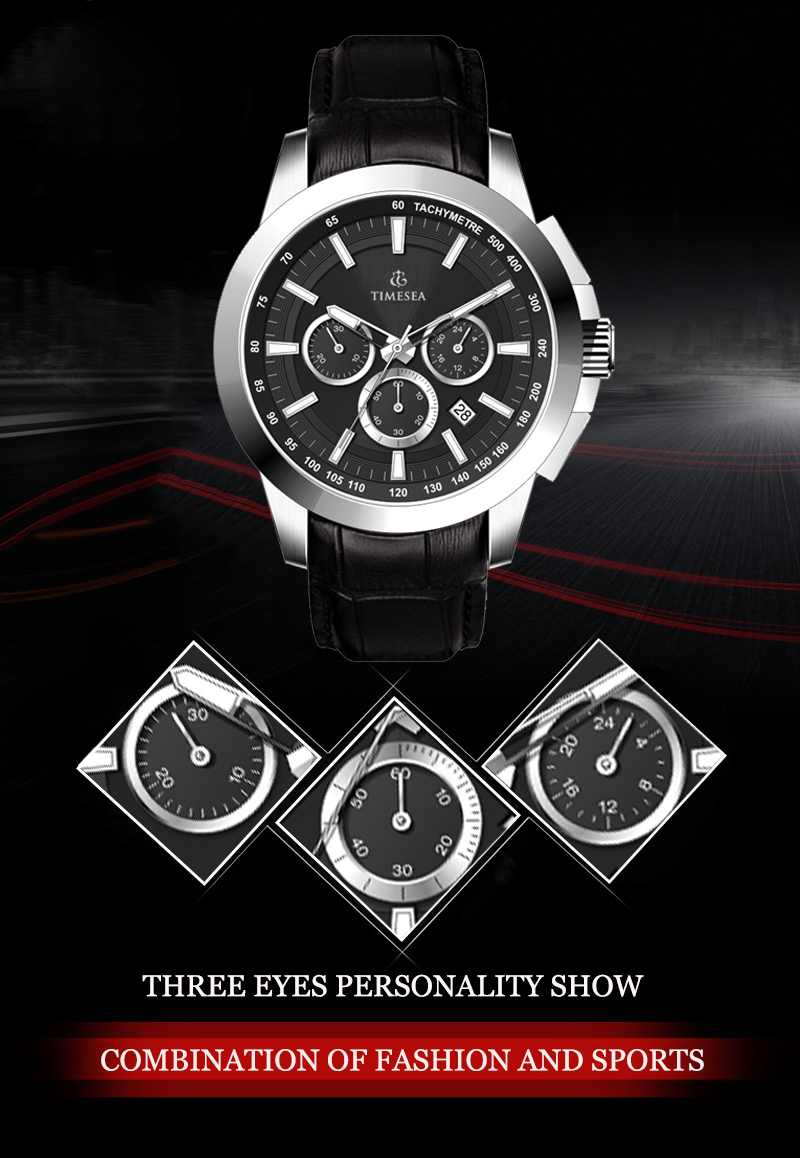 Chronograph Business Quartz Watches Men Stainless Steel Waterproof Watch 72231