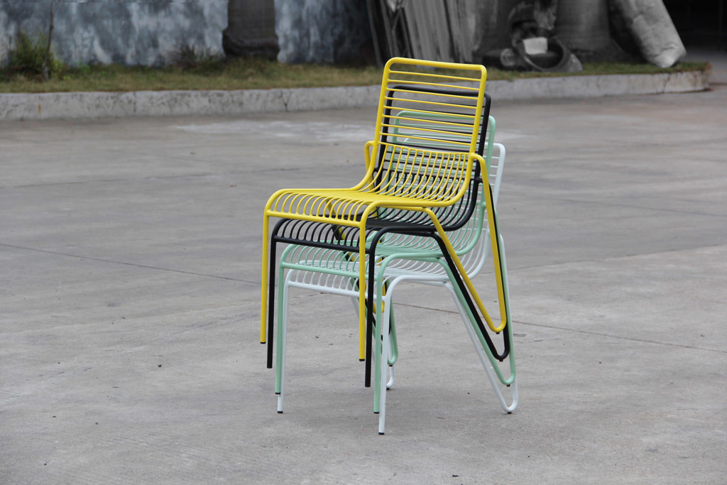 Leisure Metal Stacking Chair Colorful Design for Outdoor