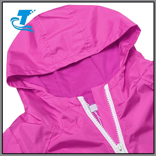Kids Waterproof Hooded Zip-up Lightweight Rain Jacket