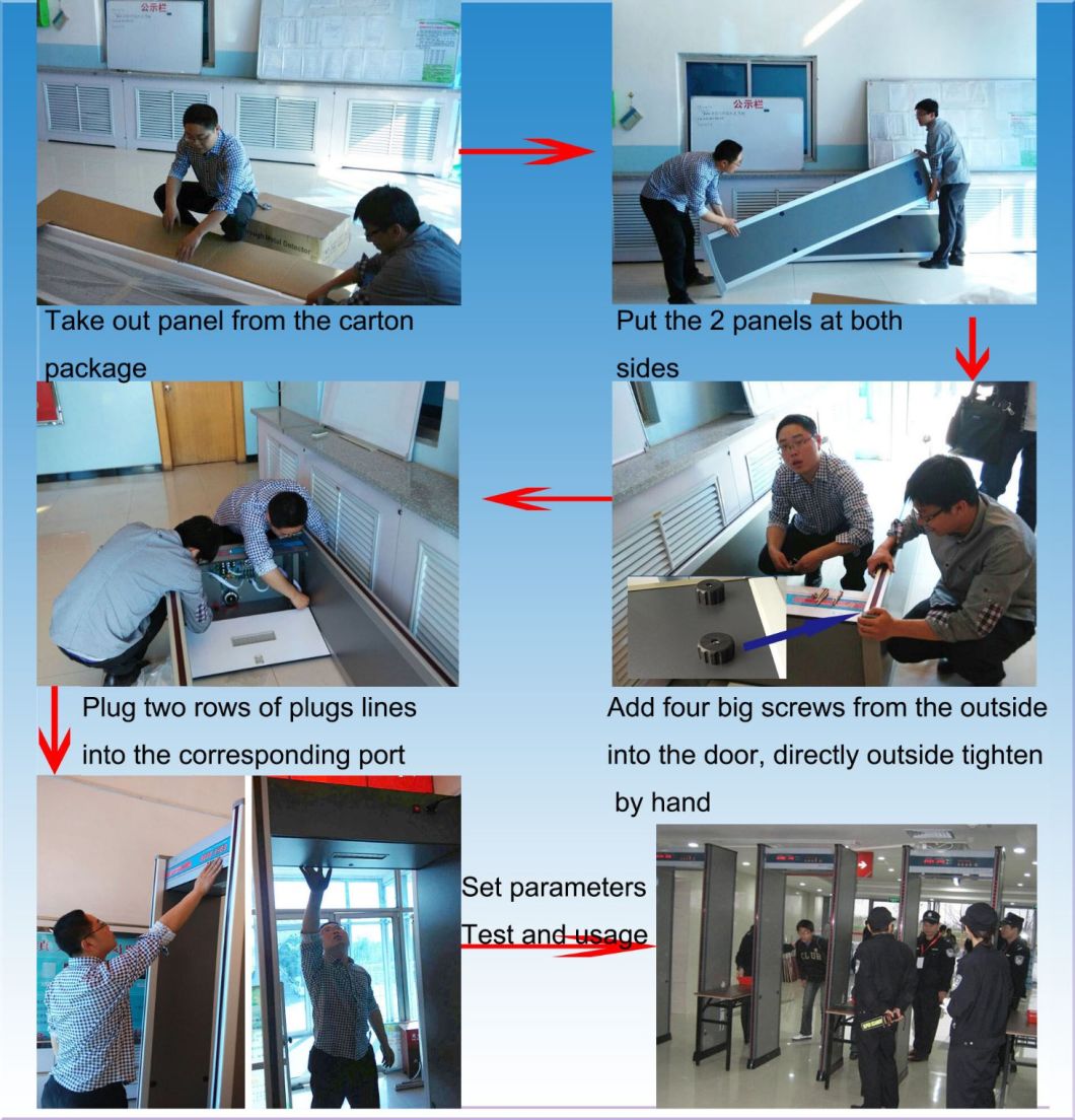 Easy Demolition Installation High Sensitivity Door Frame Metal Detector with LED Audio Alarm