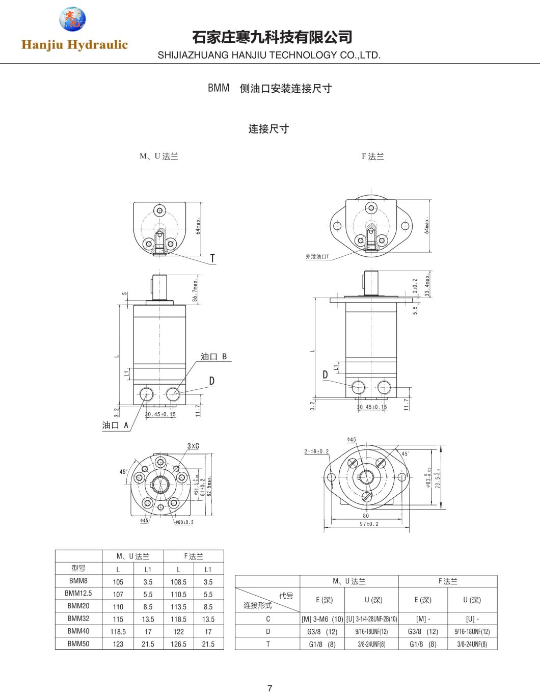 High Speed Hydraulic Motor Bmm 20cc Used for Under Water Propeller Polishing Device