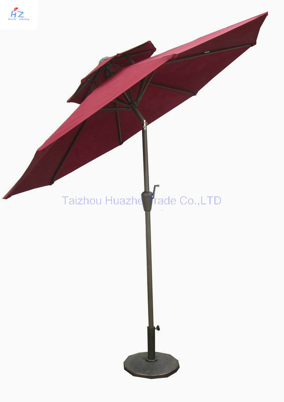 10ft (3m) Double Roof Round Umbrella Crank Umbrella with Tilt Outdoor Parasol Garden Umbrella Patio Umbrella