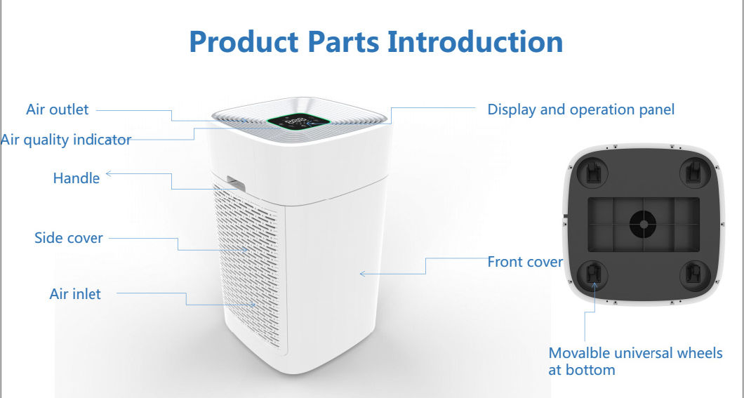 Potable Newest Design with HEPA Filter Air Quality Purifier Pre-Filter with WiFi Function Home Office Hotel UseÂ  Â  Air Purifier From Shenzhen Factory