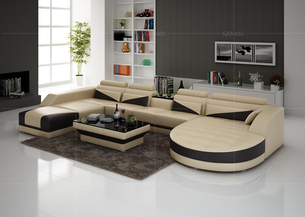 Italian Leather/Fabric Big Size Corner Sofa for Living Room