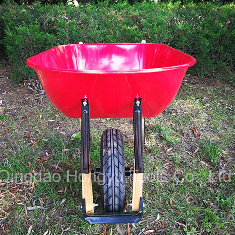 American Market Plastic Tray Wood Handle Wheelbarrow