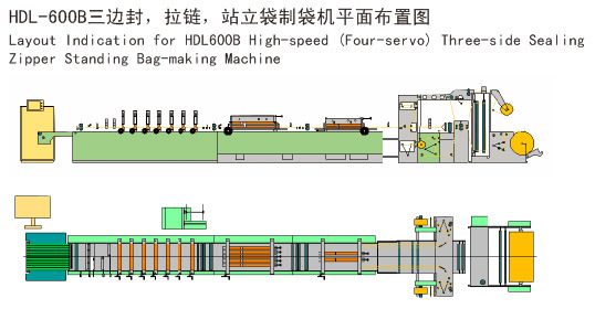 Hdl-600 Three Side Sealing Zipper Standing Bag Machine