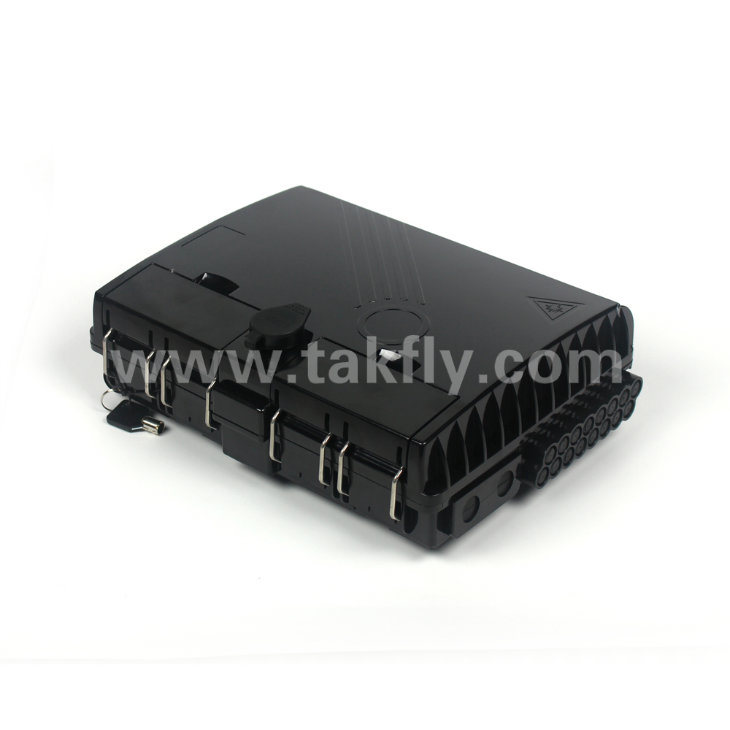 Outdoor IP65 FTTH Black Plastic 16 Core Fiber Optic Distribution Box