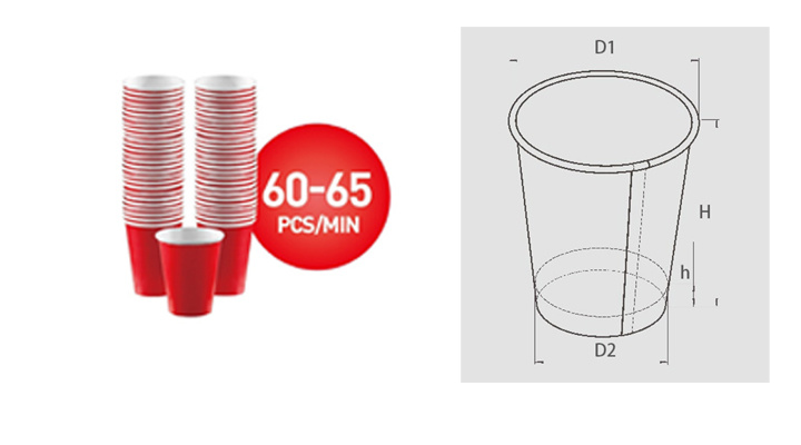 60-65PCS/Min Speed Cheap Price Disposable Paper Glass Cup Making Machine