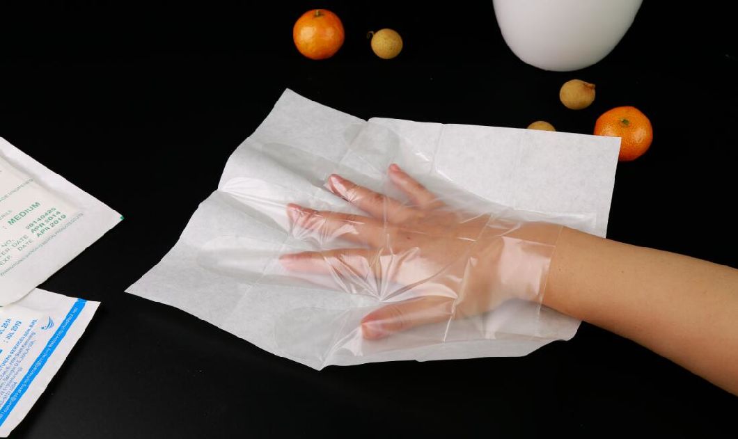 Sterile Disposable Examination Gloves Polyethylne with Paper