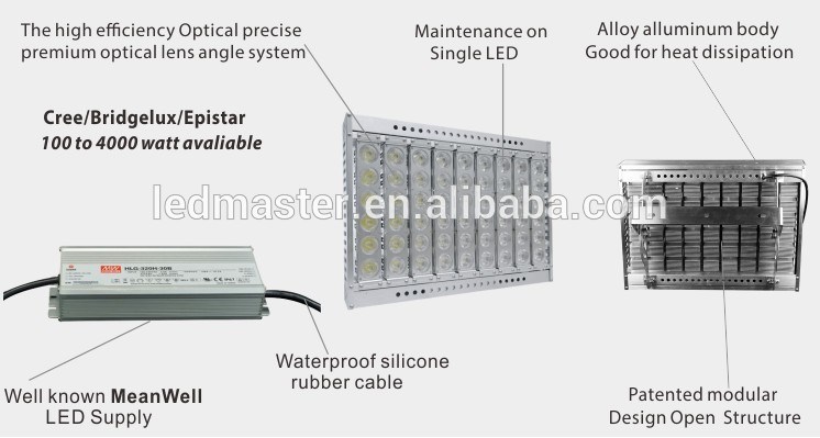 Outdoor 1000W LED Flood Light Ledsmaster with Meanwell