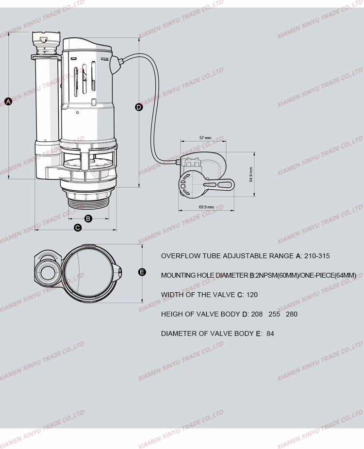 Dual Wire-Control Toilet Flush Valve