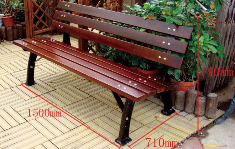 High Quality Modern Style Outdoor Wooden Poly Wood Bench Slats Solid Wood Bench