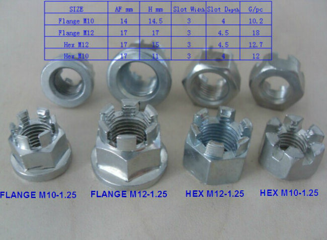 Motorcycle Castle Nut Slot Nut for Axle Front / Rear Wheel