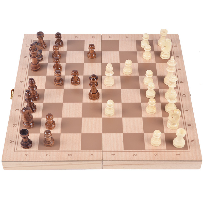 Wooden High Quality Chess Children Adult Suit Folding Board Game Chess Game 2 in One