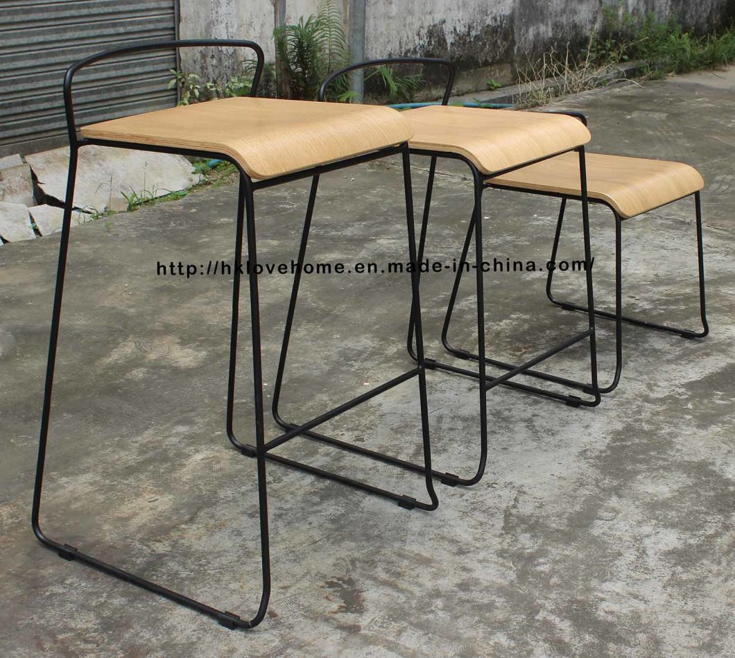 Modern Steel Furniture Wooden Counter Bar Stool