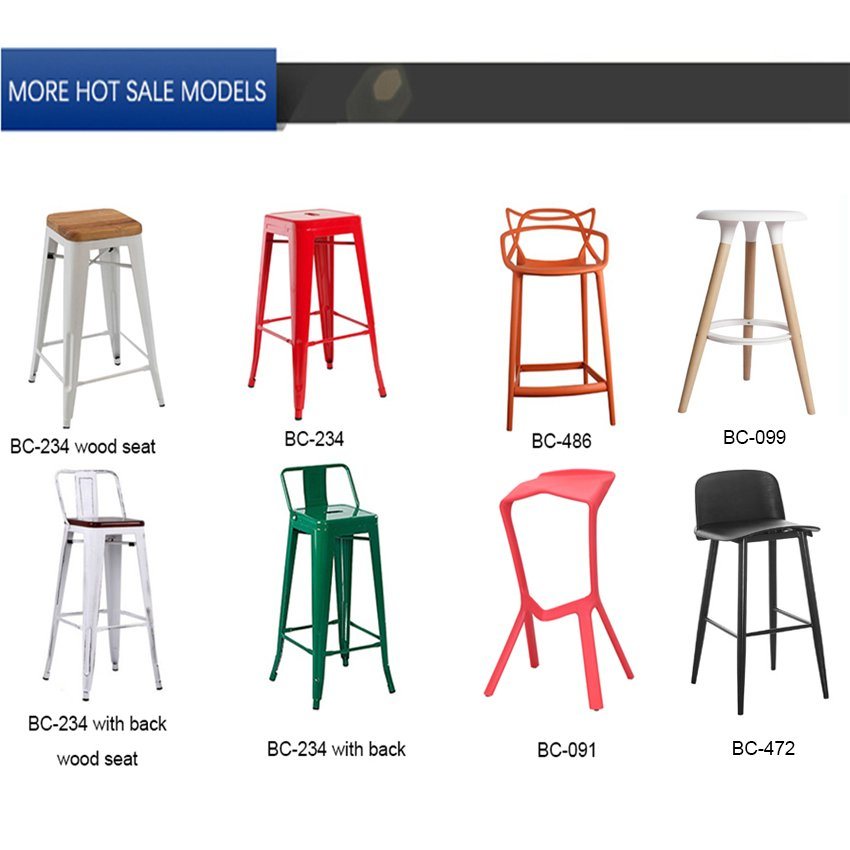 Stacking Plastic Seat Metal Legs Restaurant Bar Stool Bar Chair